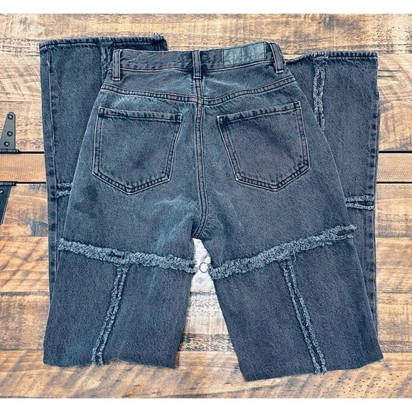 Pacsun Denim Jean Girls Women SZ 24- Color Black Gray Piece-High Rise Patch - Picture 3 of 8